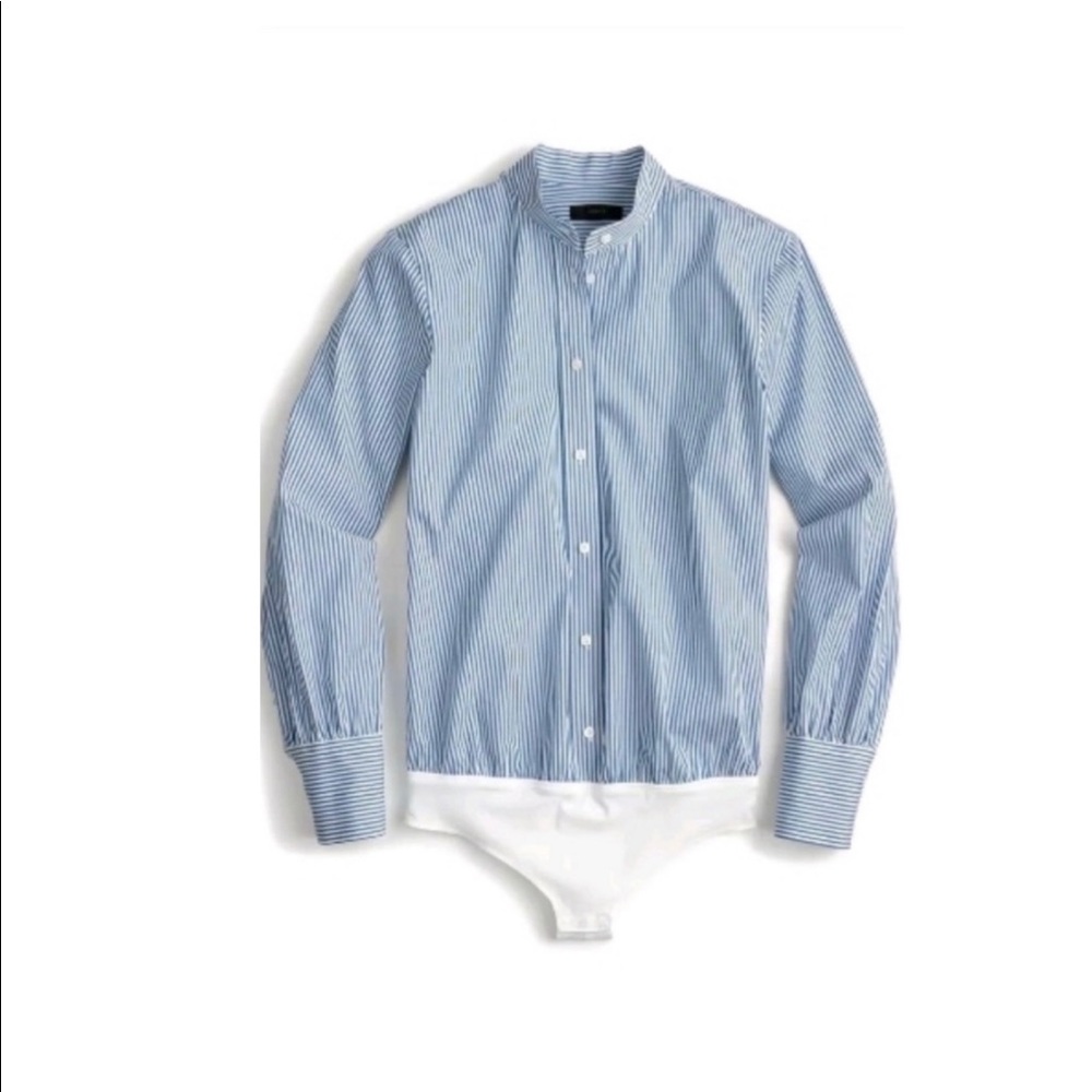 Blue J. Crew Stripe Button Front Bodysuit